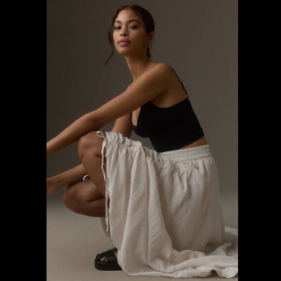 Brand New by Anthropologie Ruched Drawstring Midi High-Low Skirt - Picture 4 of 11